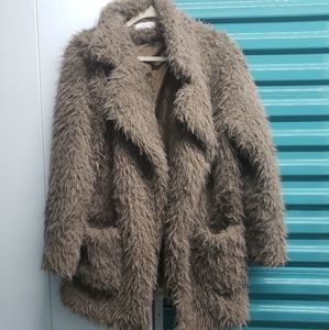 Luxury fuzzy long blazer faux fur